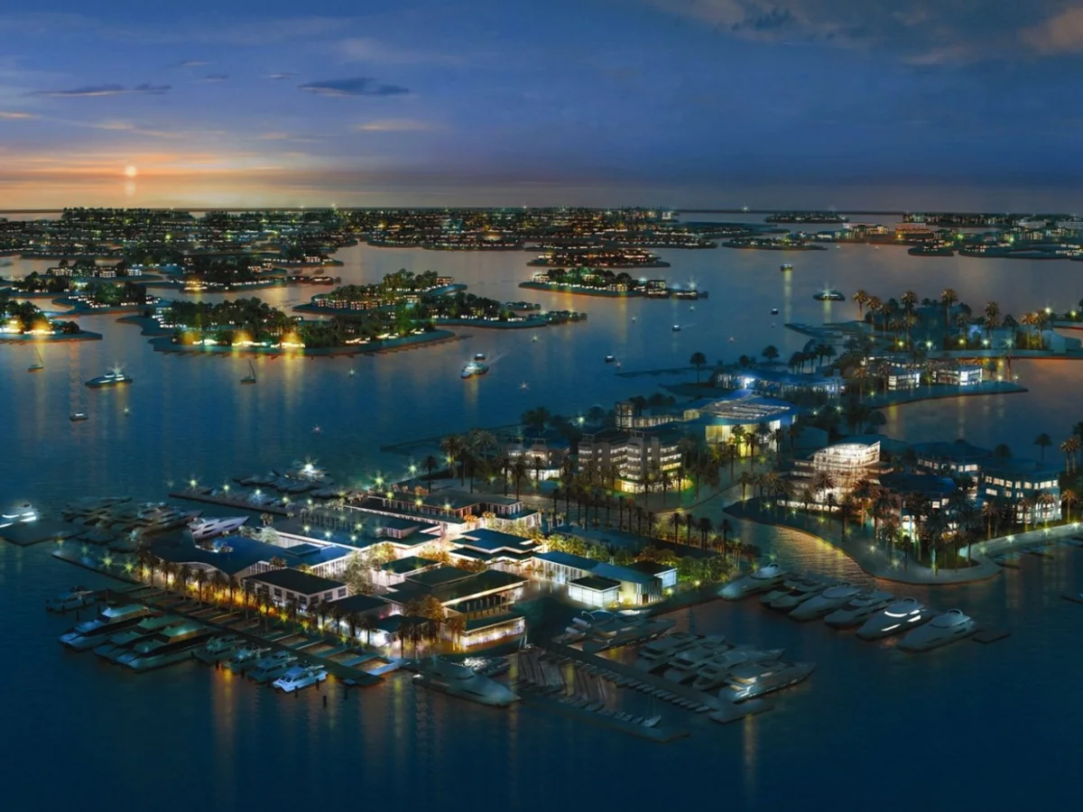Aerial view of The World Islands in Dubai